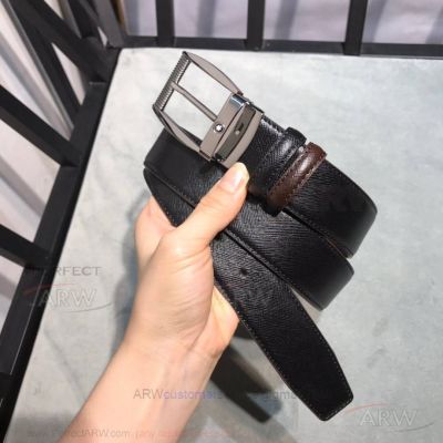 AAA Reversible Montblanc Belt Fake Online - Brown And Black Leather
